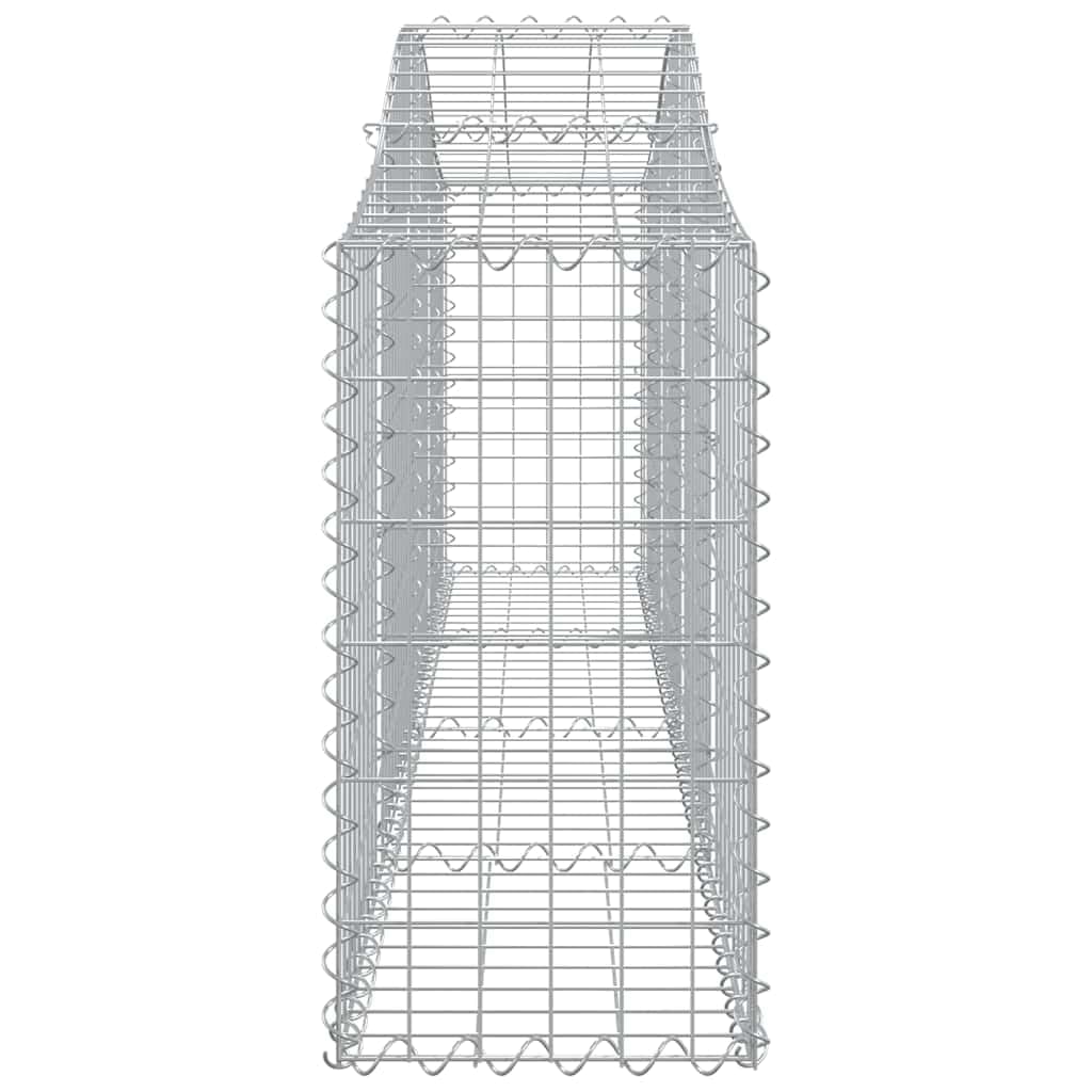 Gaviones con arco alto, 200 x 30 x 60/80 cm, hierro galvanizado, 2 unidades | Paredes arqueadas de alambre de 3,5 mm para patio y patio trasero. Incluye gancho de conexión reforzado.