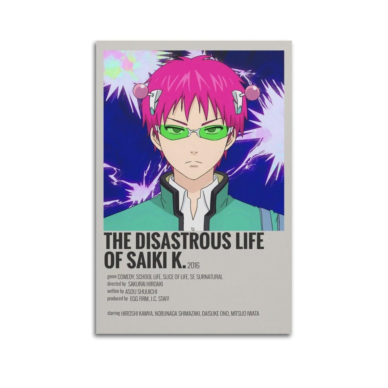 SUDANGDIANZI Anime Poster The Disastrous Life Of Saiki K Kusuo Canvas Poster And Wall Art Modern Family Bedroom Gym Office Decor Gift 24x36inch(60x90cm) Unframe-style