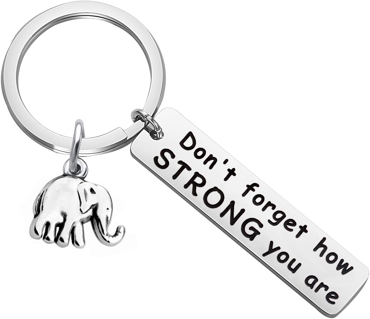 Elephant Keychain Don't Forget How Strong You Are Inspirational Gift Elephant Lovers Charms for jewellery