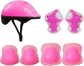 Kit de Proteção Radical Infantil Rosa 7 Peças com Capacete Joelheiras Cotoveleiras e Munhequeiras Tamanho P 48-52cm para Patins Skate Bicicleta Patinete Ajustável e Confortável