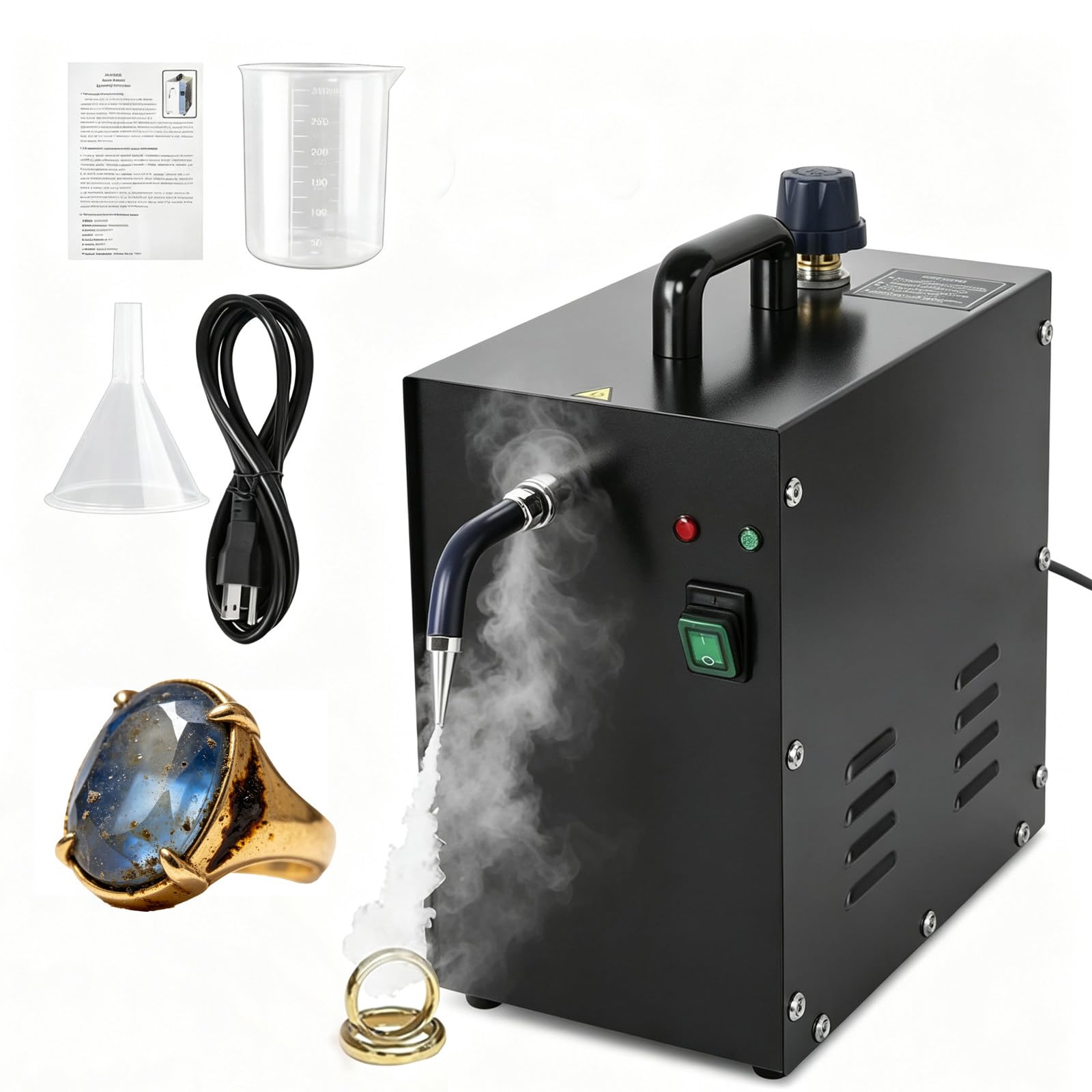 Przywróć blask biżuterii – myjka parowa 1300 W, 2 l, sterowanie nożne, stal nierdzewna 304 – para wysokociśnieniowa usuwa brud z każdego zakamarka, bezpieczna i ekologiczna