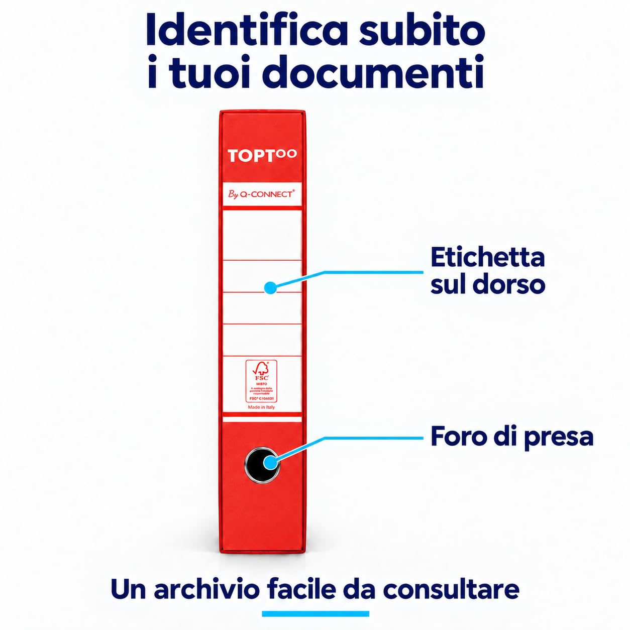 Registratori Commerciali con Custodia Confezione da 9 Pezzi Dorso 5 cm 28,5 x 32 cm Rosso FSC 0201042/QM.RO