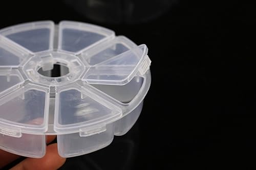 Miniatura 2 de 2 unids mosca atar cuentas redondo contenedor caja de plástico 8 compartimentos pesca con mosca cajas de aparejos de almacenamiento 3.9 in