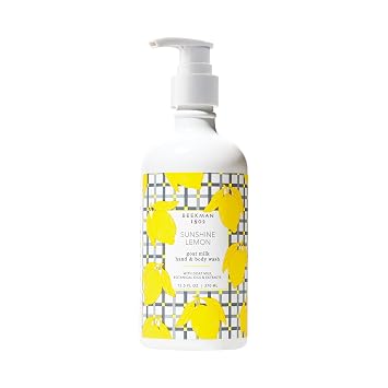 Beekman 1802 Goat Milk Hand Soap Moisturizing Body Wash & Liquid Hand Soap for Sensitive Skin, Hand & Body Wash, Natural Soap with Goat Milk & Aloe, Cruelty Free Sunshine Lemon 12.5 fl oz