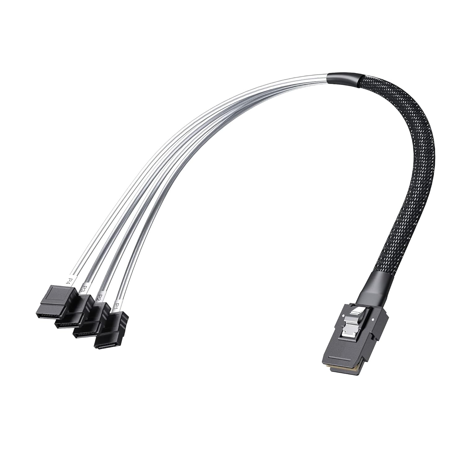 10Gtek® SFF-8087 to 4xSATA Mini SAS Cavo 0.5-Meter(1.65-ft), 6G Internes Mini SAS 36pin SFF-8087(Host) Male to 4x SATA(Target) 7pin Female Fan-out Cable