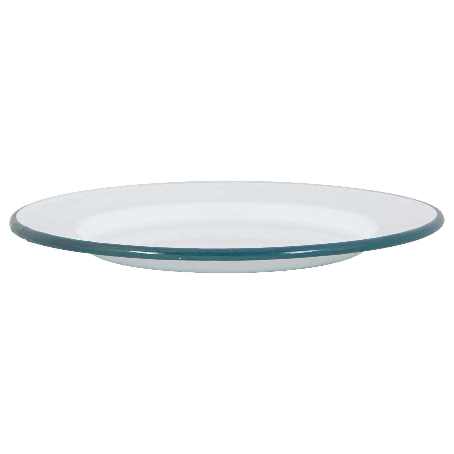 Argon Tableware Weiße Emaille -Dinner -Teller - 25,5cm - Grün - Pack Von 12