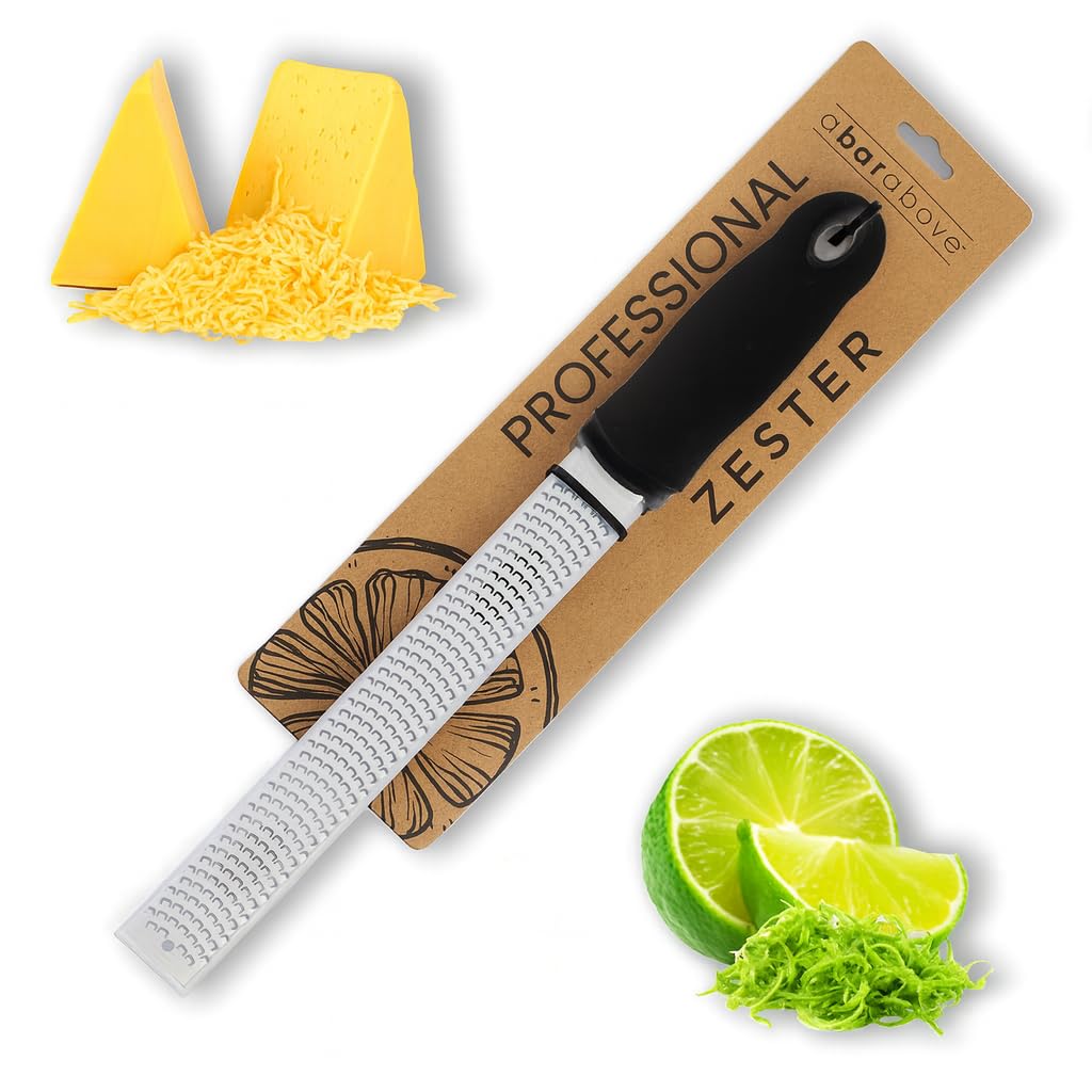 A Bar Above Lemon Zester and Cheese Grater Professional 12 Inch Stainless Steel Hand Grater for Citrus Parmesan
