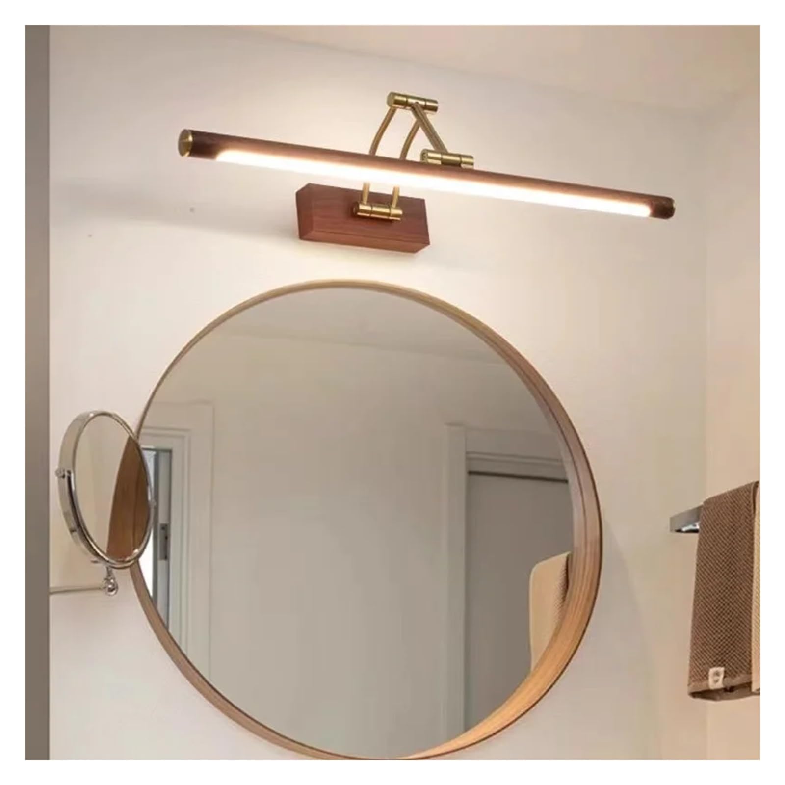Luce frontale for specchio da bagno, pieghevole, telescopica, regolabile, striscia LED for doccia, luce di riempimento for trucco Flessibile(Warm,WHITE_43CM)