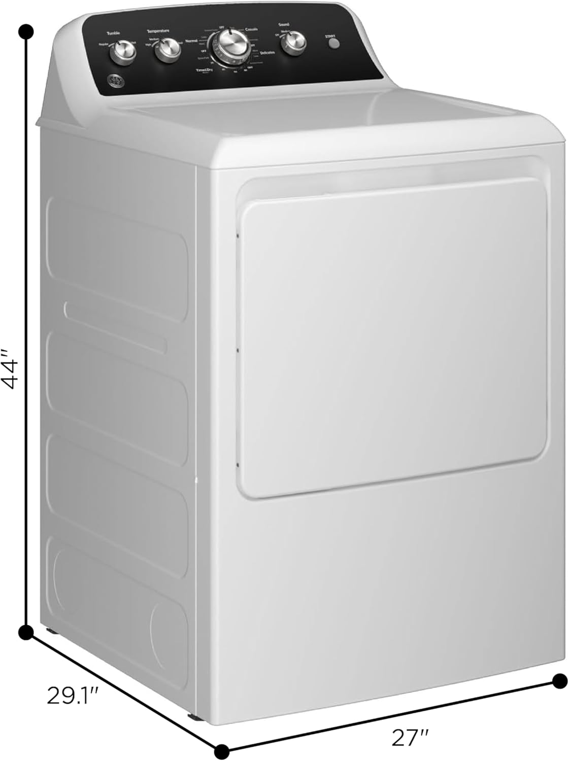 GE GTD48GASWWB 7.2 cu. ft. Gas Dryer with Up to 120 ft. Venting and Extended Tumble – White