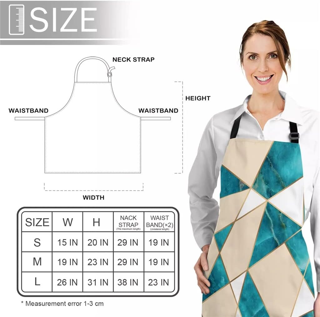 Squares Green Marble Texture Printed Kitchen Cooking Baking Aprons Canvas Sleeveless for Women Man Kids Home