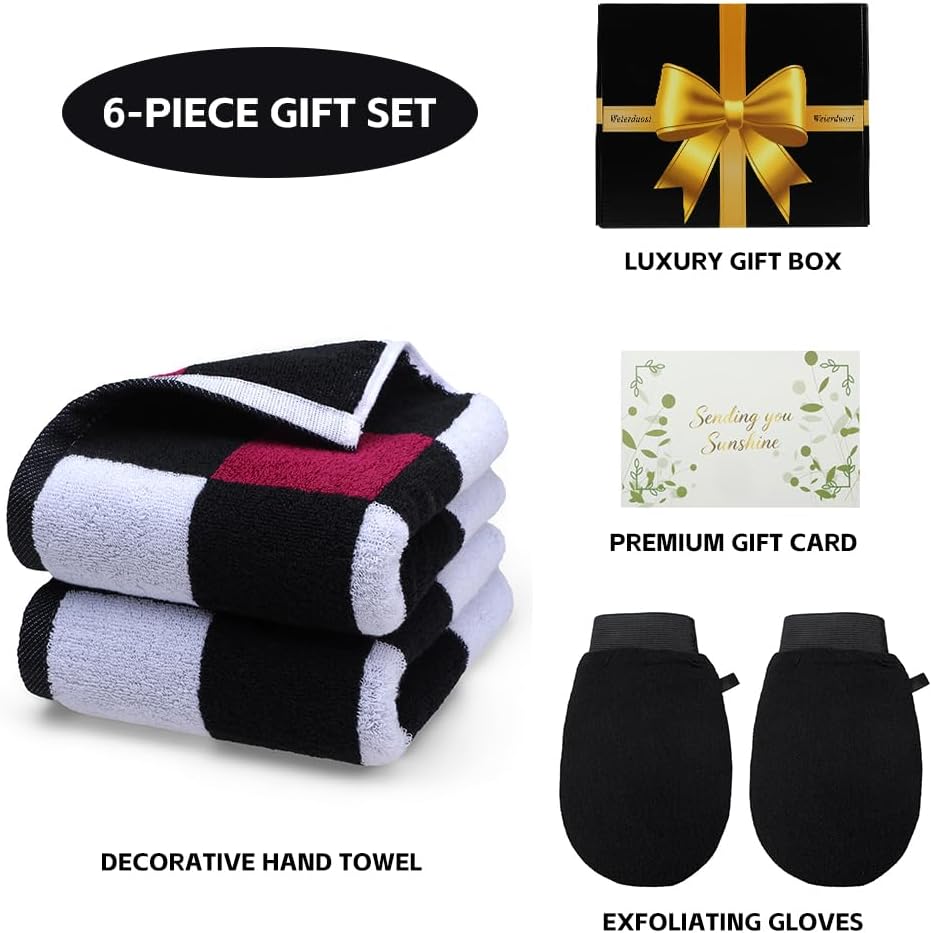 WeierduosiCotton Checkered Decorative Soft Hand TowelsGift Set image 2