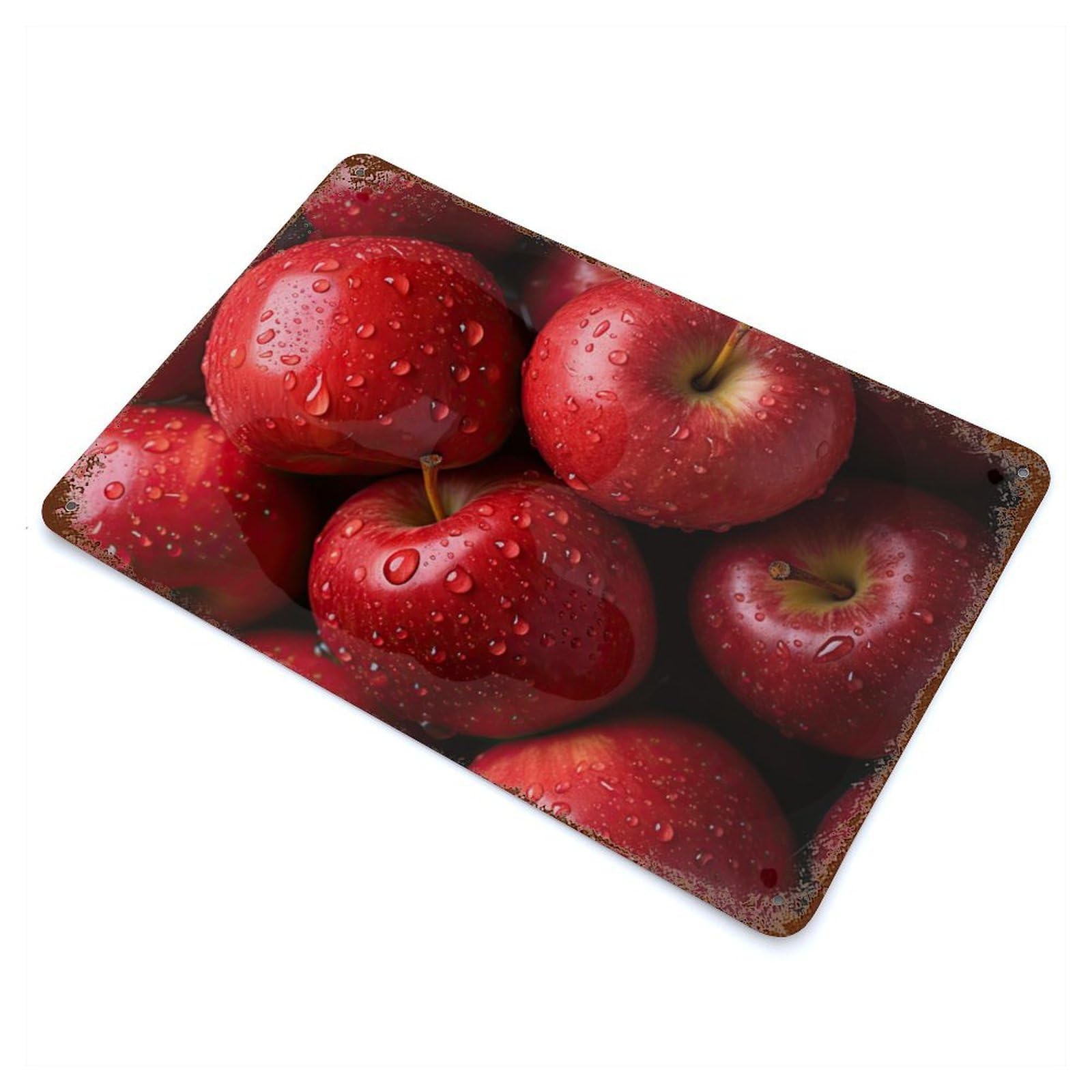 Red Apple Decorative Tin Sign 11.8"x7.9", Ideal for Basement, Hobby Room And Garage Decor