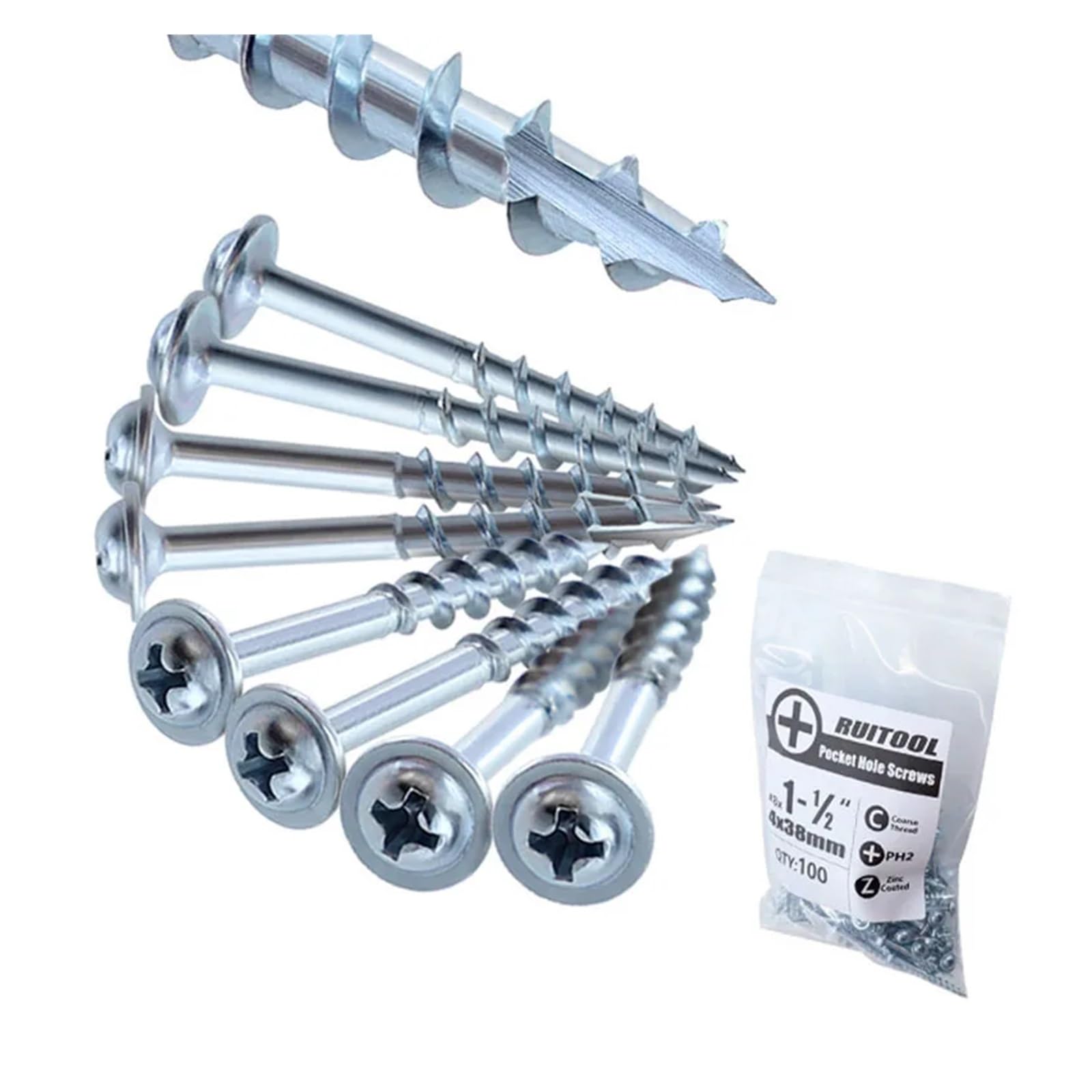 100 pezzi viti autofilettanti for foro obliquo antiruggine for la lavorazione del legno chiodi zincati ad alta resistenza for maschera for fori tascabili ST4-25/63mm(50mm)