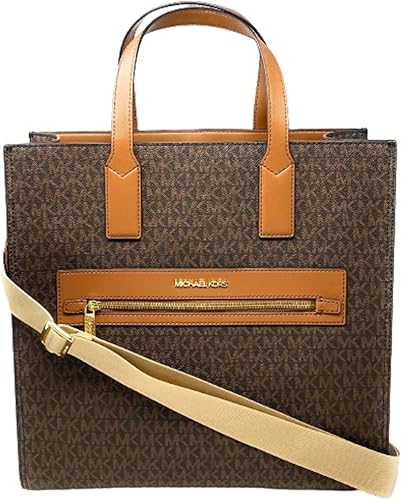MICHAEL KORS KENLY LARGTE - Bolsa para hombro SATCHEL Bisqué Beige, Negro, Negro multi, Rubor Marrón, Marrón verde, café Merlot, PVC marrón.,