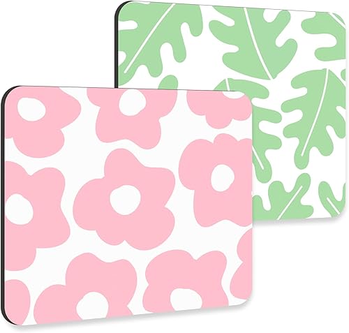 Paquete de 2 alfombrillas para mouse con base de goma antideslizante de 9.5 x 7.9 pulgadas, alfombrilla de mouse rosa para computadora, bonita