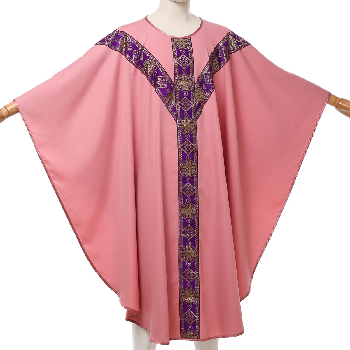 CAMDOM Catholic Priest Chasuble Church Mass Vestment Robe with Stole - Image 9