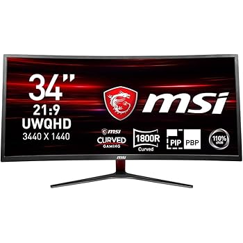 MSI Optix MAG341CQ Monitor Gaming 34" Curvo, Pannelo VA, Display 21:9 UWQHD (3440 x 1440), Frequenza 100Hz, Tempo di risposta 8ms, Curvatura 1800R, AMD Freesync, Gaming OSD APP
