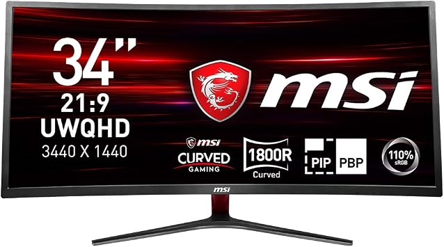 MSI Optix MAG341CQ Curved 34 Gaming Monitor UWQHD Compatible Ultra Wide 3440 x 1440 MN414
