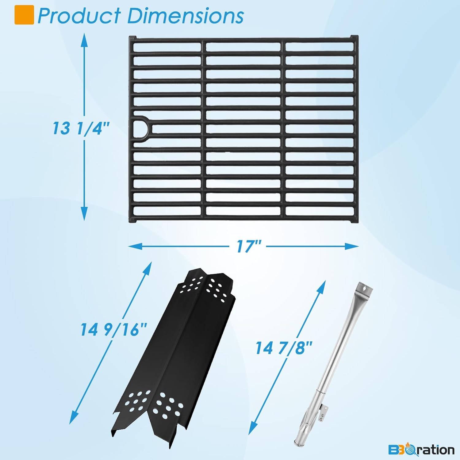 Replacement Parts Kit for Nexgrill 5-Burner 720-0888 720-0888N 720-0888A, 4-Burner 720-0830H 720-0830, Cooking Grate, Grill Heat Shield and Burner Kit for Nexgrill Replacement Parts