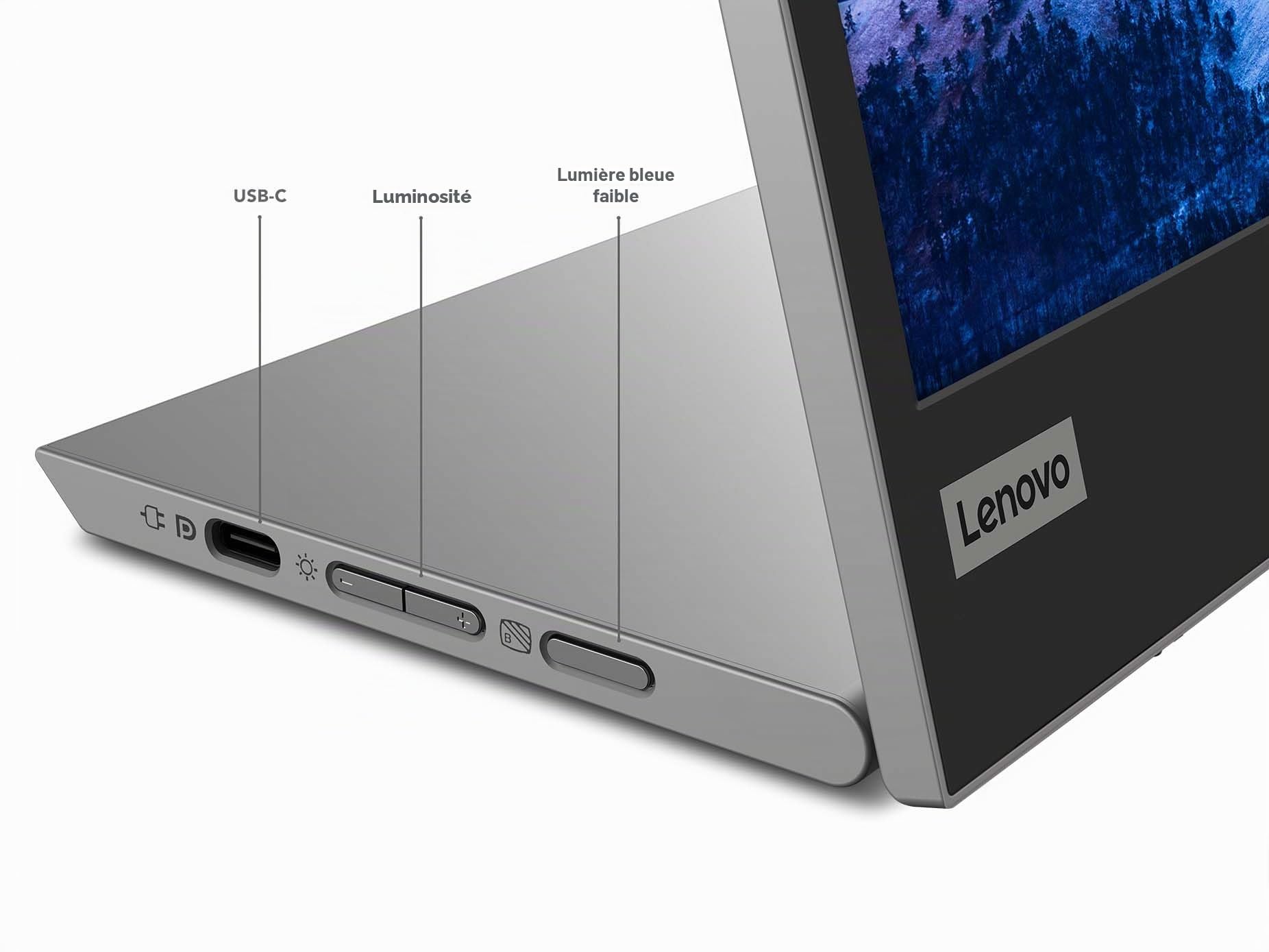 Lenovo L15(A21156FX0) Moniteur Portable, écran 15,6" (Full HD, IPS, 60 Hz, 6 ms, entrée 2 x USB-C, câble vers USB-C, réglable en Inclinaison) - Gris