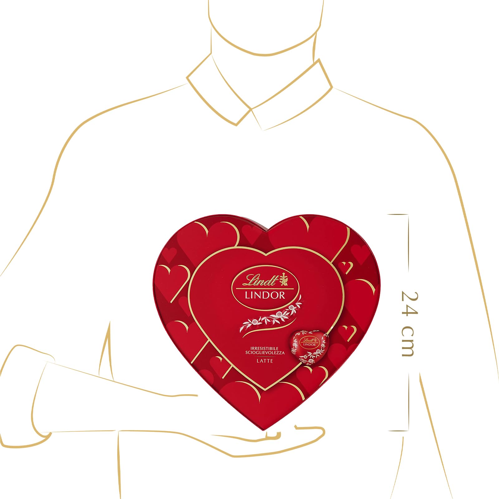 Lindt & Sprüngli San Valentino Scatola Regalo Cioccolatini Lindor a Forma di Cuore al Cioccolato al Latte, 178g