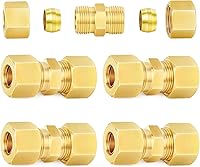 ChillWaves 1/2" Brass Compression Union Tube Fittings 5-Pack - Leak-Proof Connectors for Water, Gas, Oil Lines