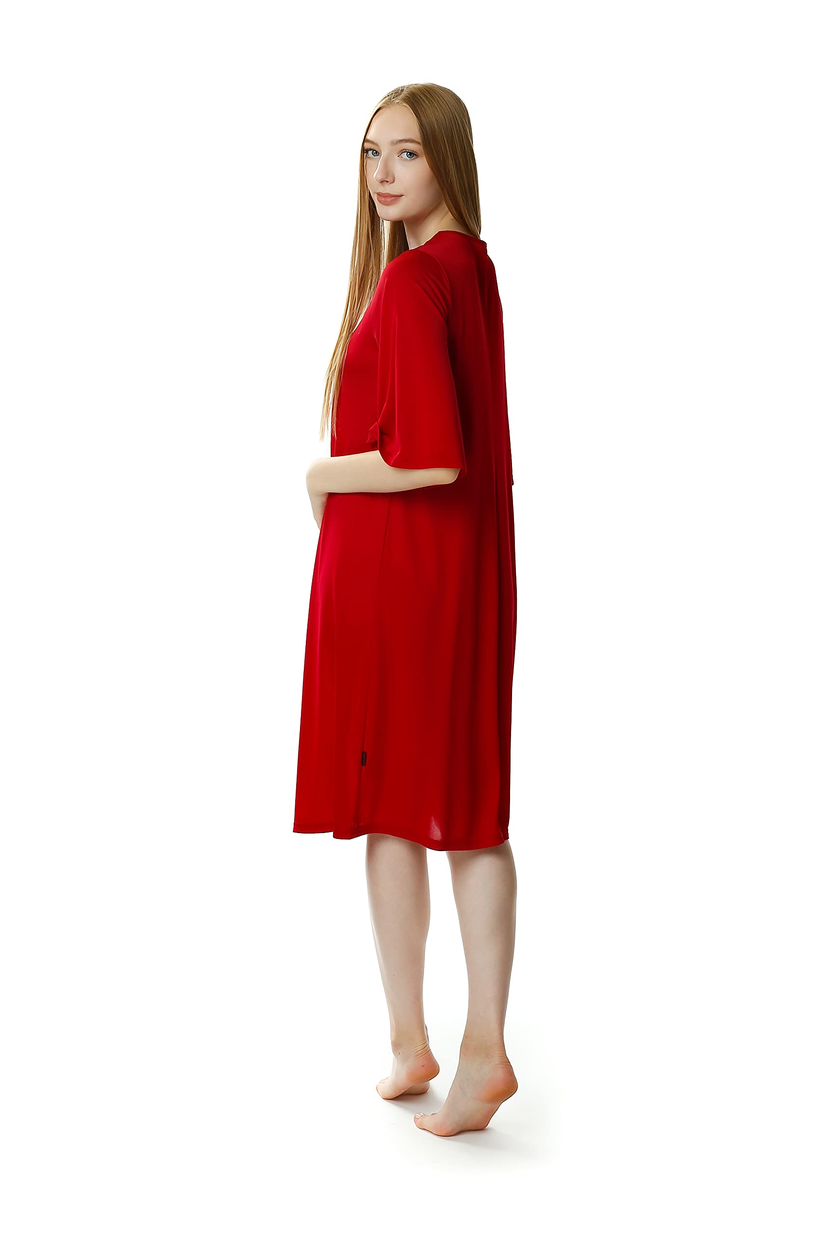 Mewa DAGMARA - Camisón de Mujer, con Mangas 3/4, cómodo al Tacto, Transpirable, Escote de Encaje