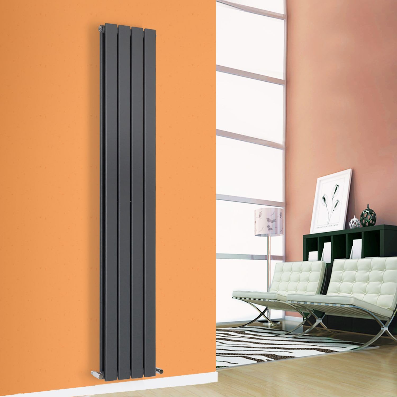 Designer Flat Panel Radiator Horizontal Vertical Modern Central Heating Rads (Double - 1800 x 232mm, Anthracite)