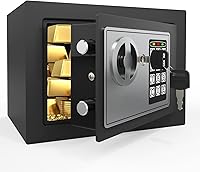 Vista 7 de Caja de seguridad pequeña PATRON para dinero con código y llaves, caja fuerte mini sólida para niños con teclado de seguridad electrónico digital