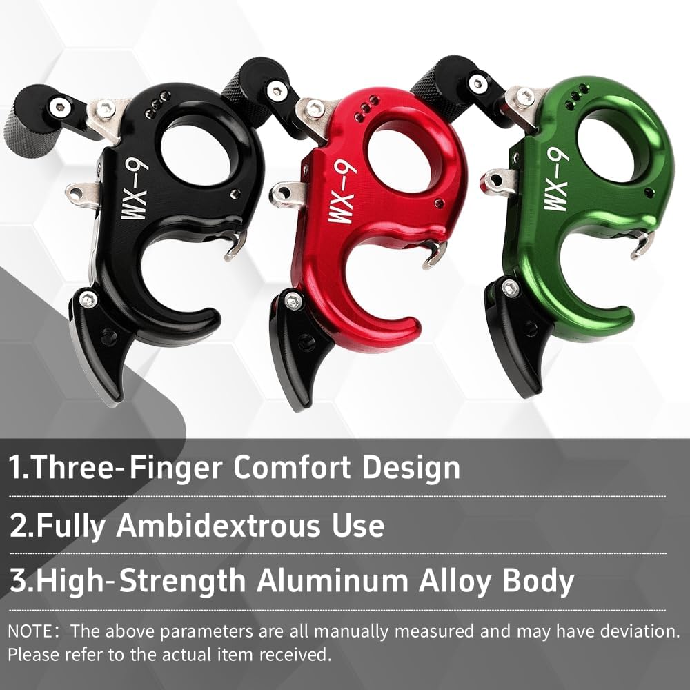 Archery 3 Fingers Release Aid L/R Hand Adjustable Aluminum Alloy Grip Caliper Compound Bow Outdoor Hunting Shooting