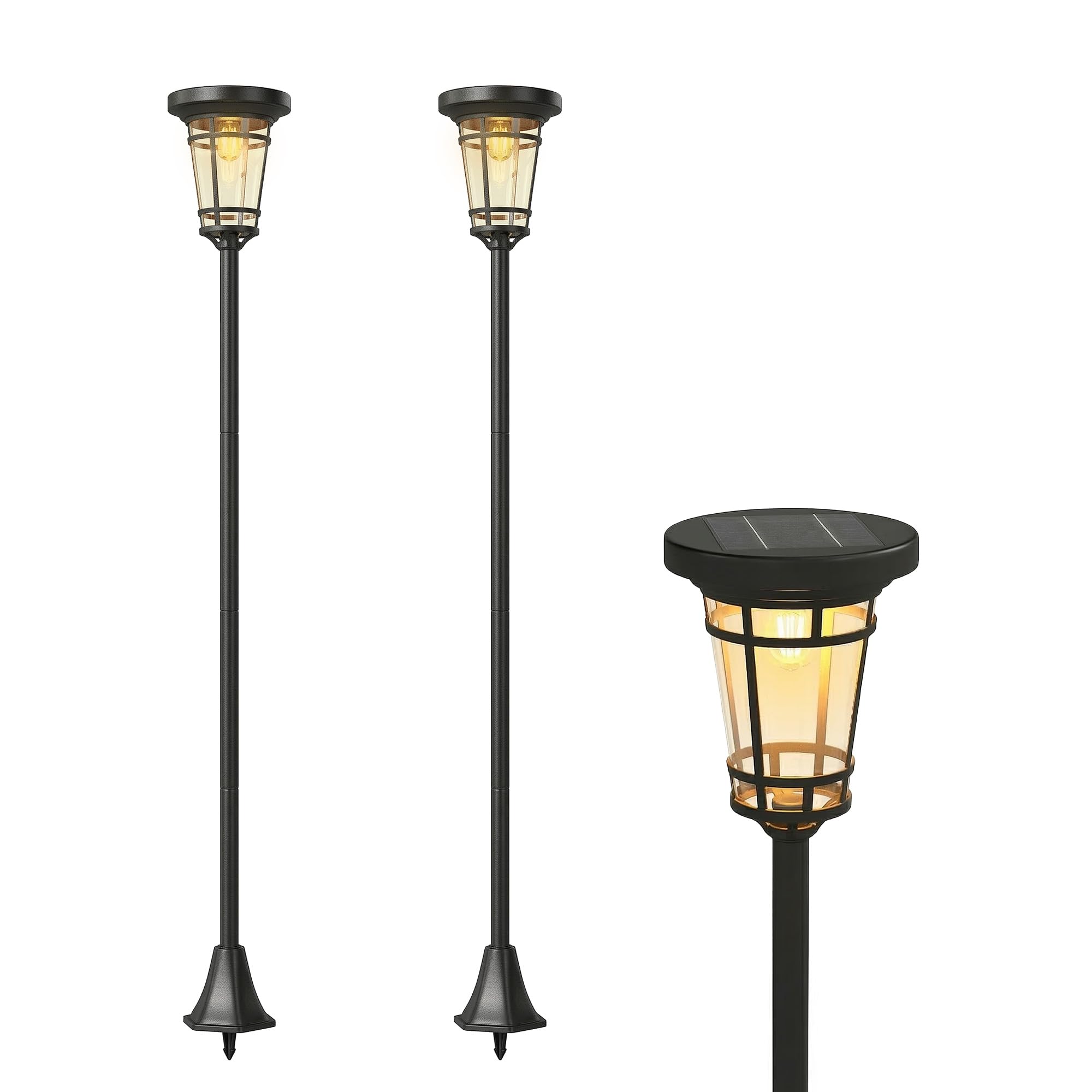 Outsunny Solar Laterne 2er-Set Stehleuchte 180cm Höhenverstellbar Außen | Gartenlaterne, 2 Helligkeitsmodi, Lichtsensor Schalter, IP44, für Garten Balkon, Solar Laternen, Solarlampen, Solarlaterne