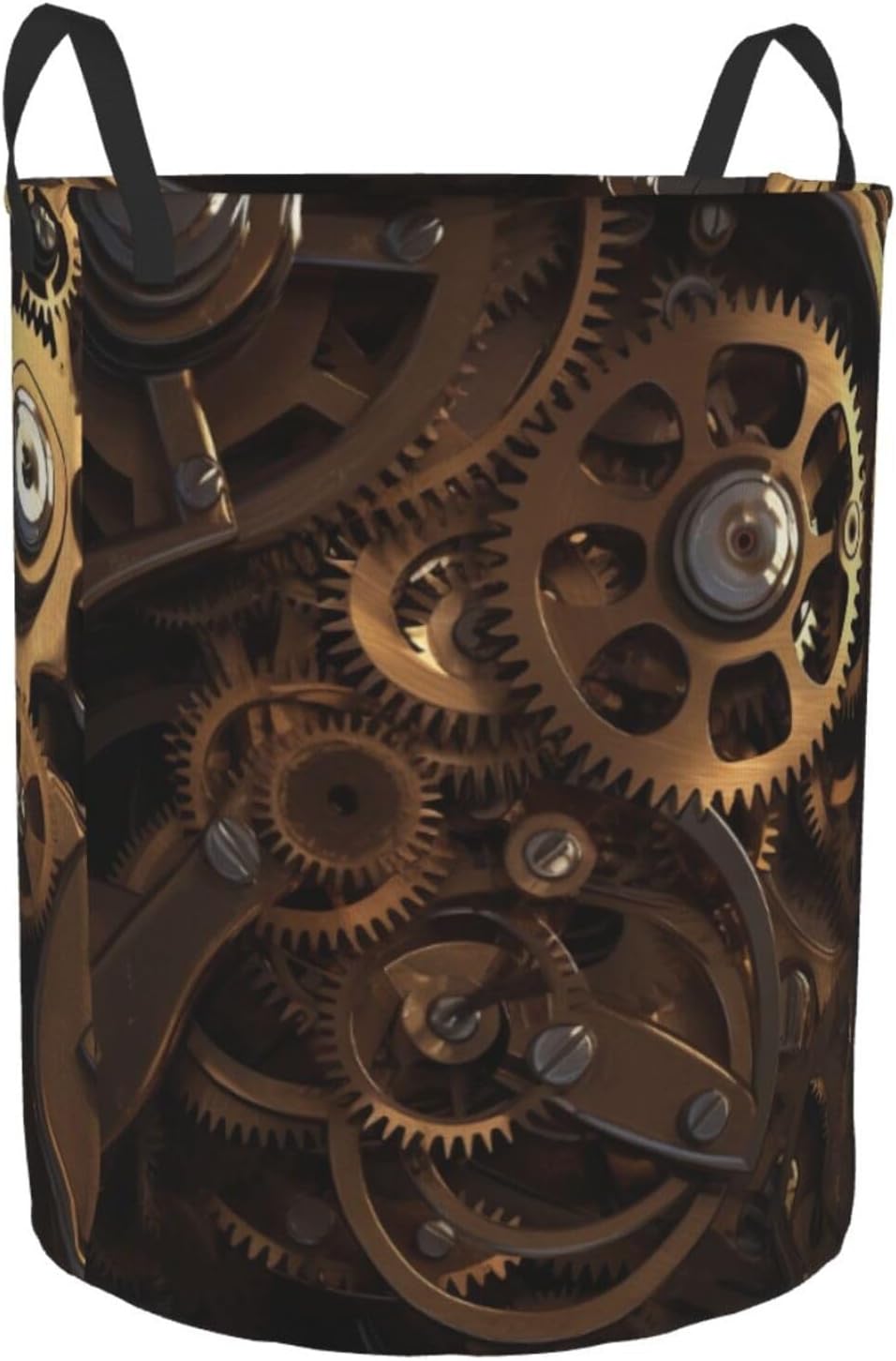 Cool Steampunk Gears Foldable Laundry Storage Basket With Handle image 2