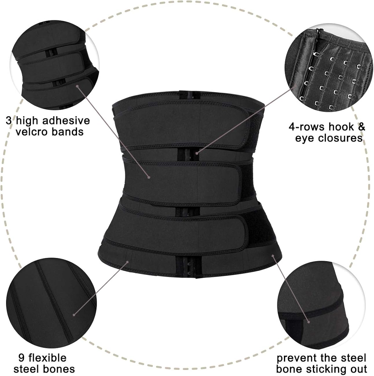 Women Neoprene Corset Waist Trainer Workout Sauna Sweat Trimmer Cincher Belly Slimmer Belts for Weight Loss : Sports & Outdoors