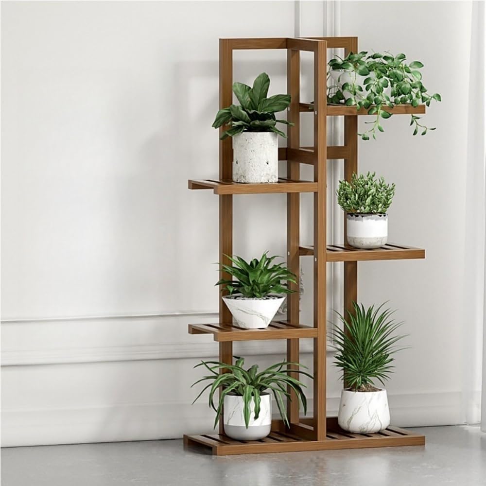 Goxyffmnv Flower Pot Rack, Plant Storage Rack, Wooden Flower Stand, Simple Plant Stand, Multi-layer Display Rack for Living Room, Balcony, Corridor(Brown,15.8*8.3*40.2IN)