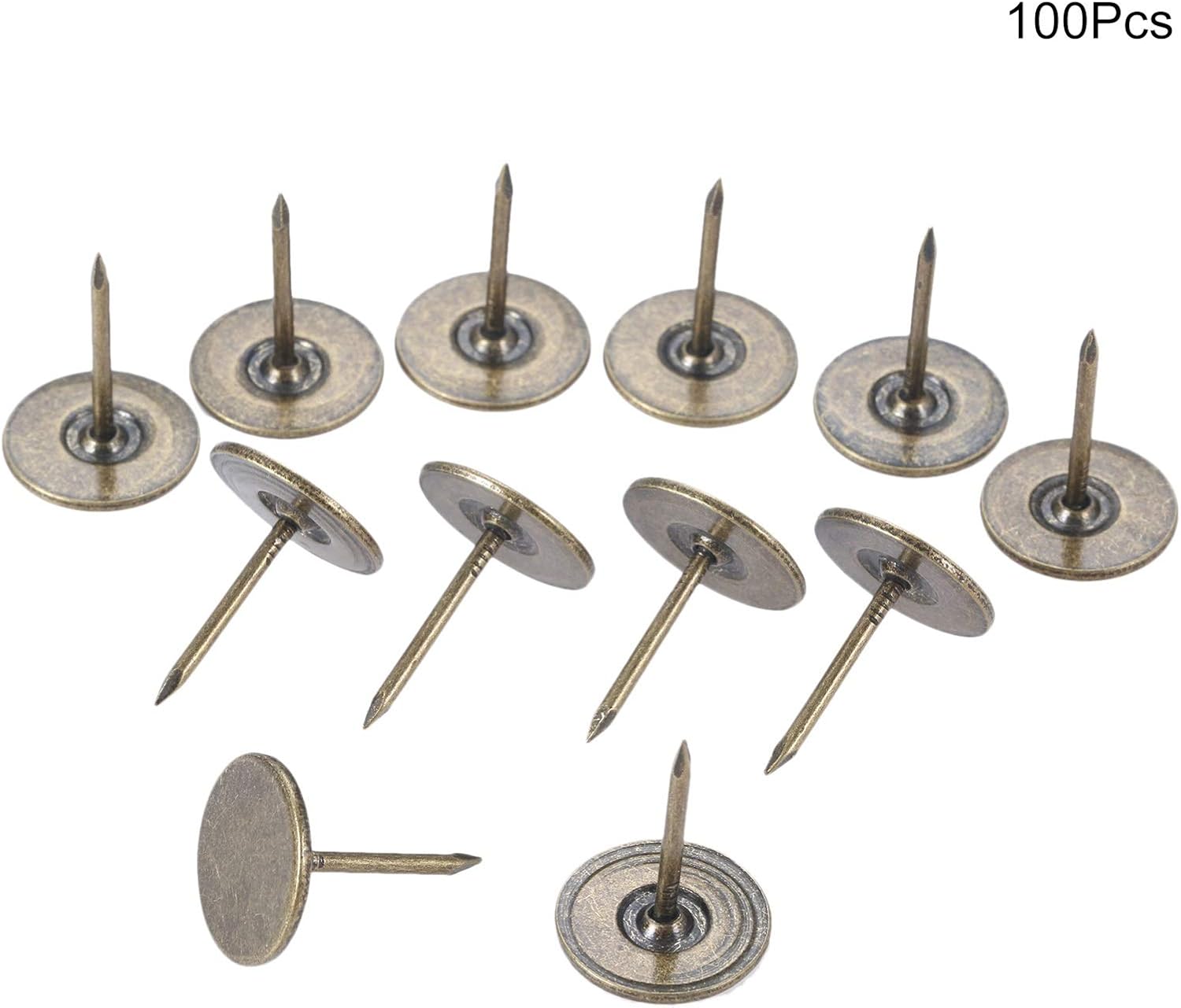 Screw pins for upholstery，10-100pcs Black Upholstery Nails Round Head Metal Pushpins Vintage Tacks Sofa Decor 5/7/9/11/19x17mm (Color : 5x17mm 20pcs) (Color : 7x17mm 20pcs) ( Color : Antique Bronze )