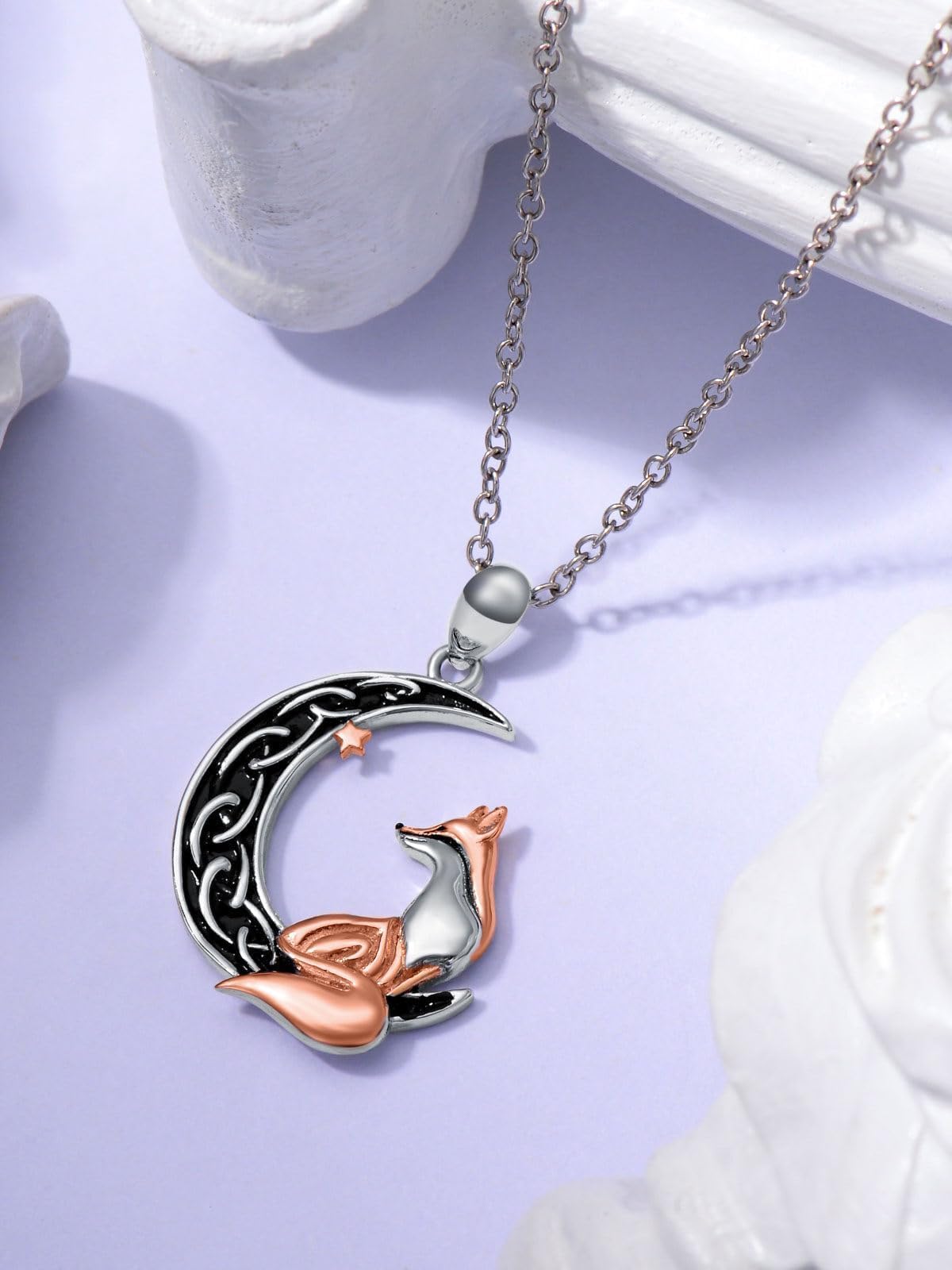 Volpe Regali Argento Sterling Volpe Luna Collana Compleanno San Valentino Alice Gioielli Regali per Donne Ragazze