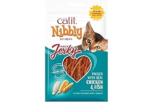Tasty & Lean Catit Cat Treats: Nibbly Jerky Chicken & Fish