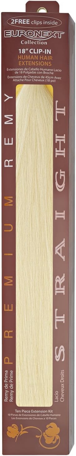 JULY CELEBRATION COUPON- EURONEXT Clip in hair extensions, 100% Remy human hair, 18 inches, Straight, Curly, Platinum Blonde