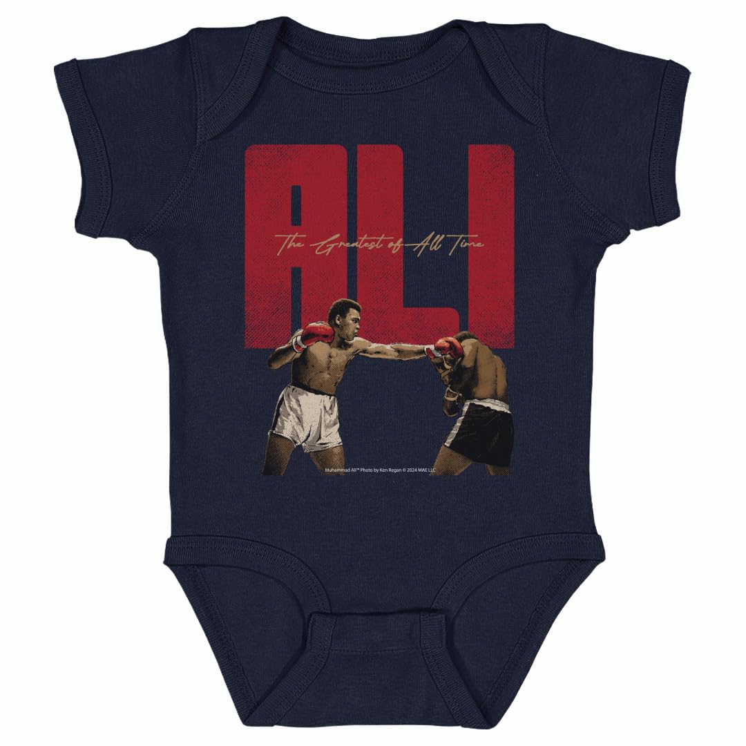 500 LEVEL Muhammad Ali One-Piece Infant Bodysuit - Muhammad Ali Bold WHT (Navy, 24M)