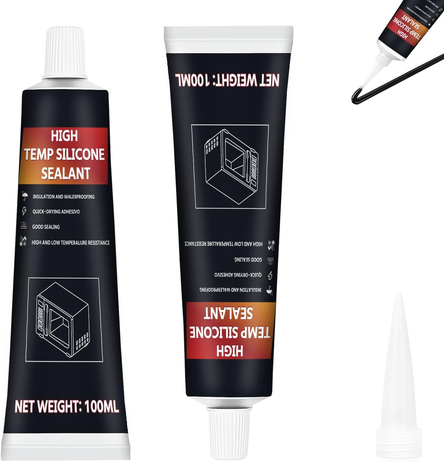 200ml Black Oven High Heat Glue, 570°F Heat Resistant, Heat Resistant Adhesive for Grill, Oven, Microwave