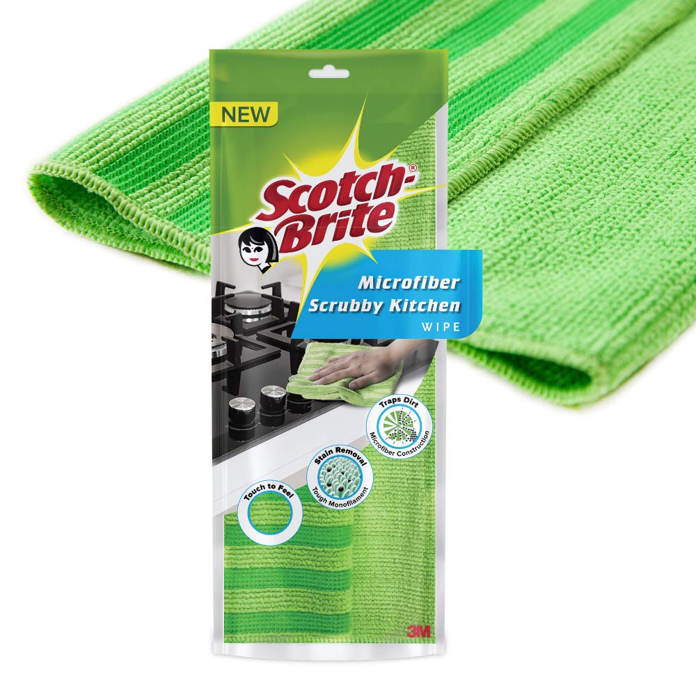 ScotchBrite Fabric Scrub Cloth (Pack of 1, Green, Purple) Amazon.in
