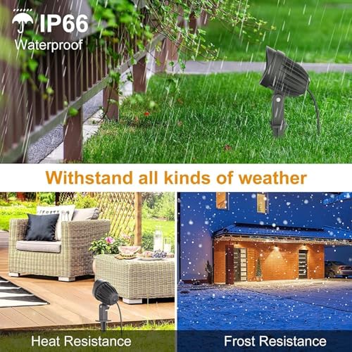 MEIKEE 7W Gartenbeleuchtung LED Warmweiß 2700K Gartenlampe IP66 Wasserdicht Gartenstrahler mit Erdspieß 500LM Gartenleuchten für Garten Rasen 2 Stück Ohne Stecker