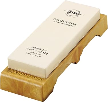 King Gold Whetstone with Stand - 8000 Grit - for Final Super Finishing - Made in Japan, Regular Size, White
