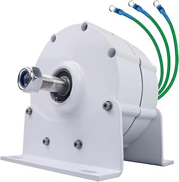 Permanent Magnet Alternator, 600R/Min Small Permanent Magnet Generator Ac Alternator with Base, Low RPM Alternator for Wind Power and Water Conservancy, White,12V