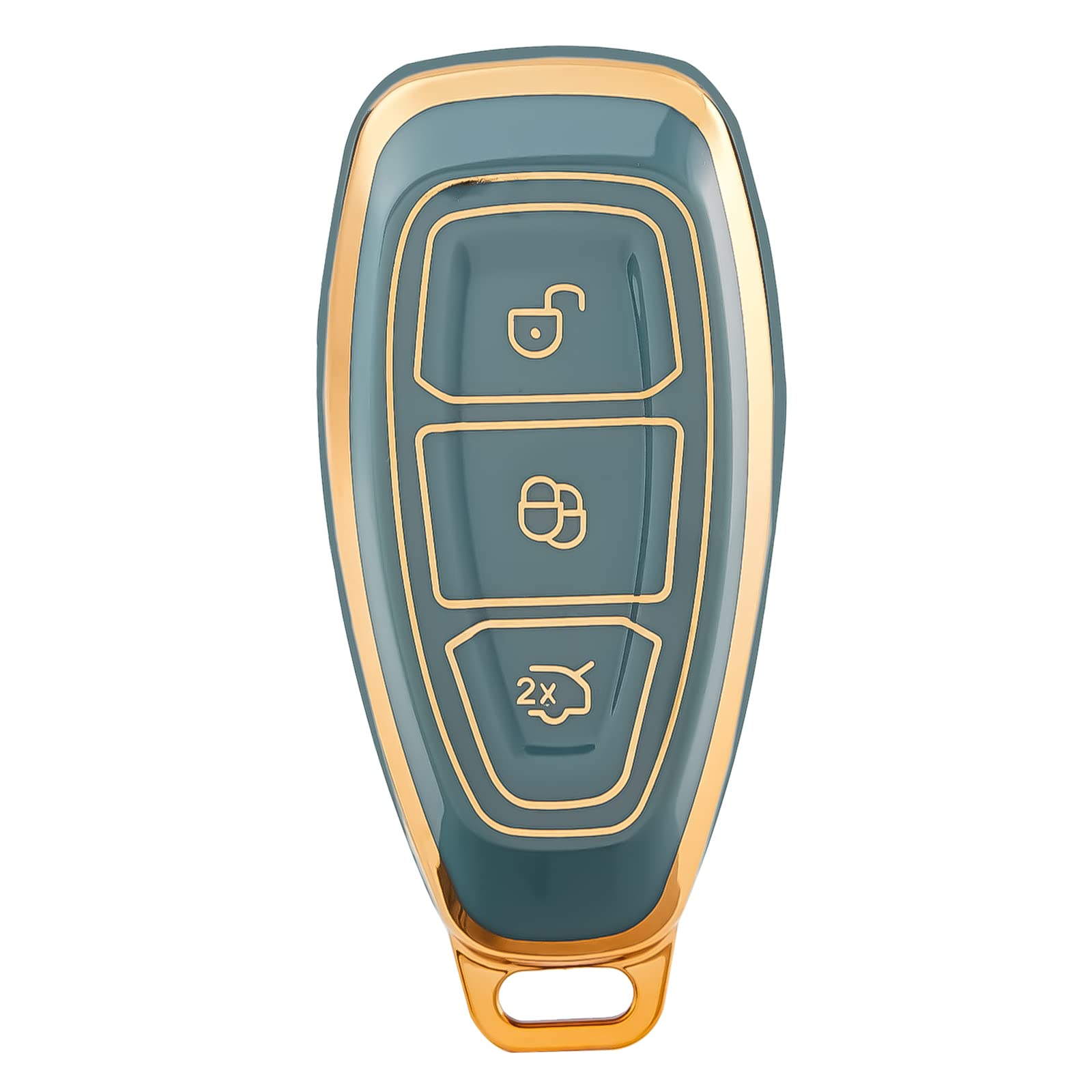 OFFCURVE Coque Clé Voiture Ford 3 Boutons – Étui Silicone TPU Protection 360° Doré/Argenté