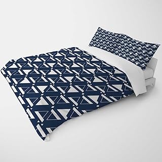 YANFENQI Queen Size Thick Duvet Cover Dark Blue Geometry Lattice Line Modern for Camping Quilt for Kids Teens Adults (Queen,90