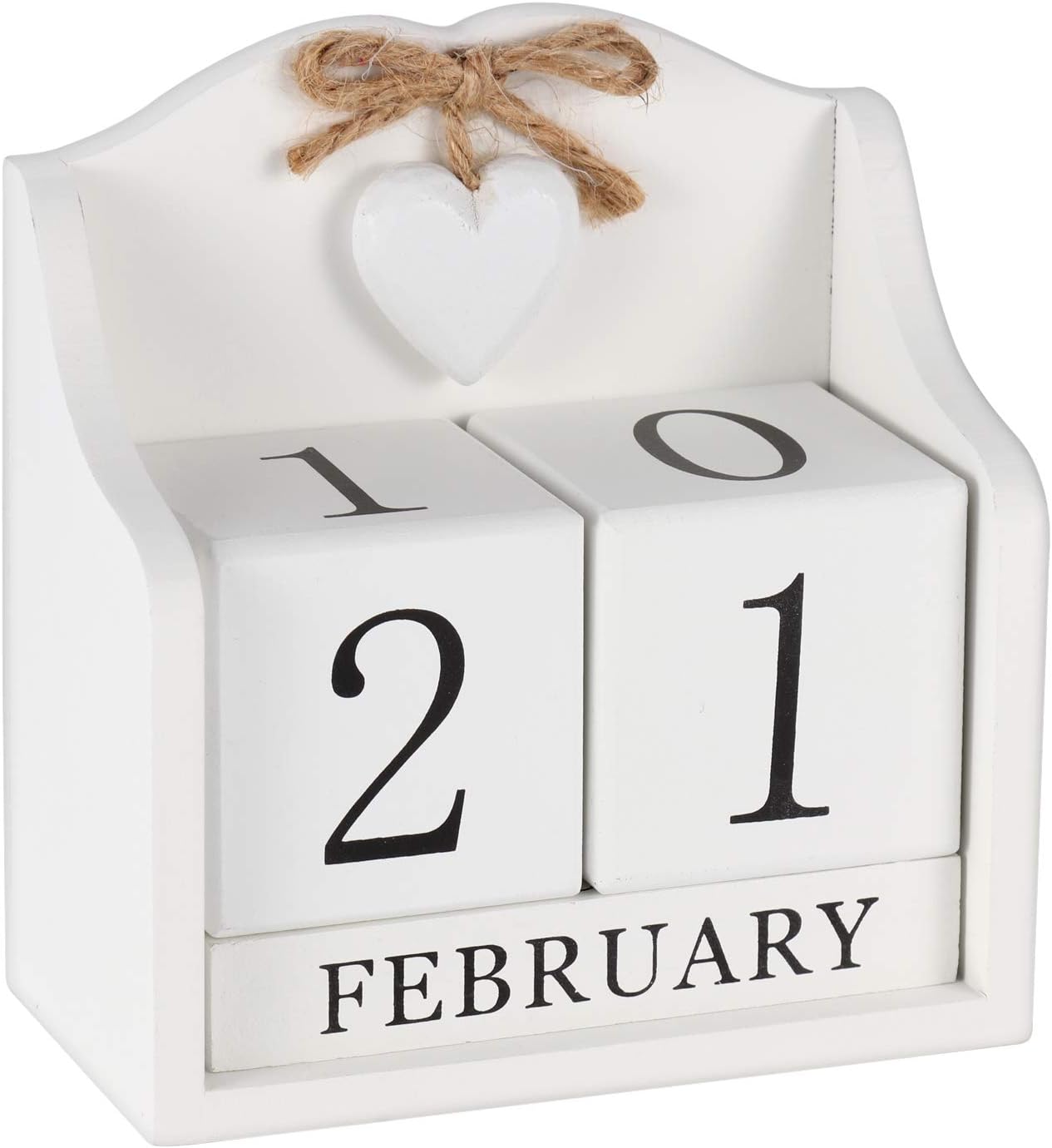 Desk Calendar -Obling Perpetual Calendar Desk 2021, Wooden Block Calendar Office and Home Desktop Decoration(Creamy White)