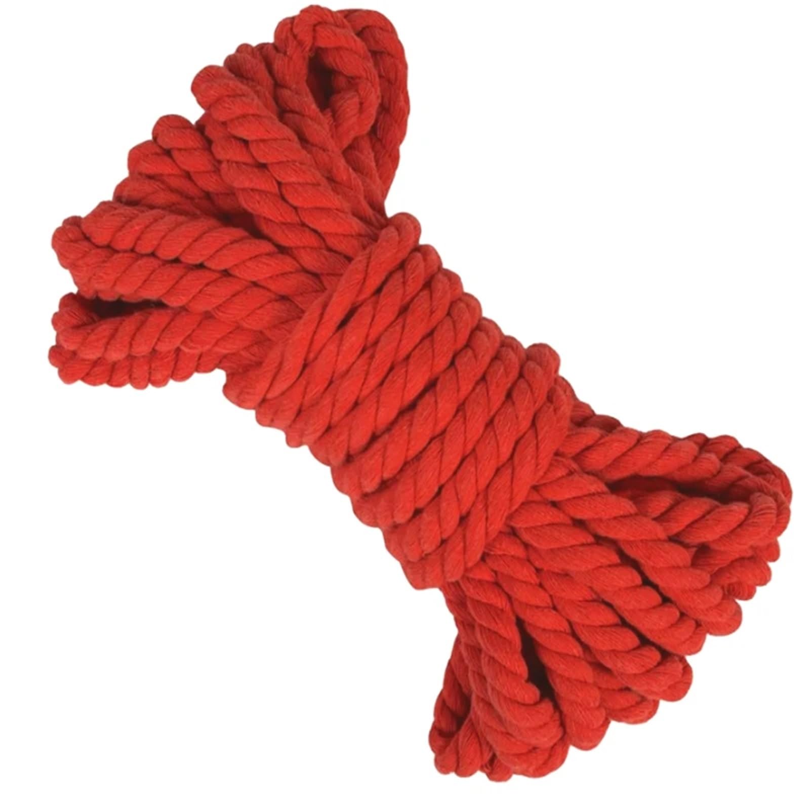 Twisted Cotton Cord 4/5/10M Red Sewing 3 Shares Twisted Cotton Cords 5-20mm Bag Belt Macrame Cord Knapsack Braided Rope DIY(Red-20mm,4Meters)