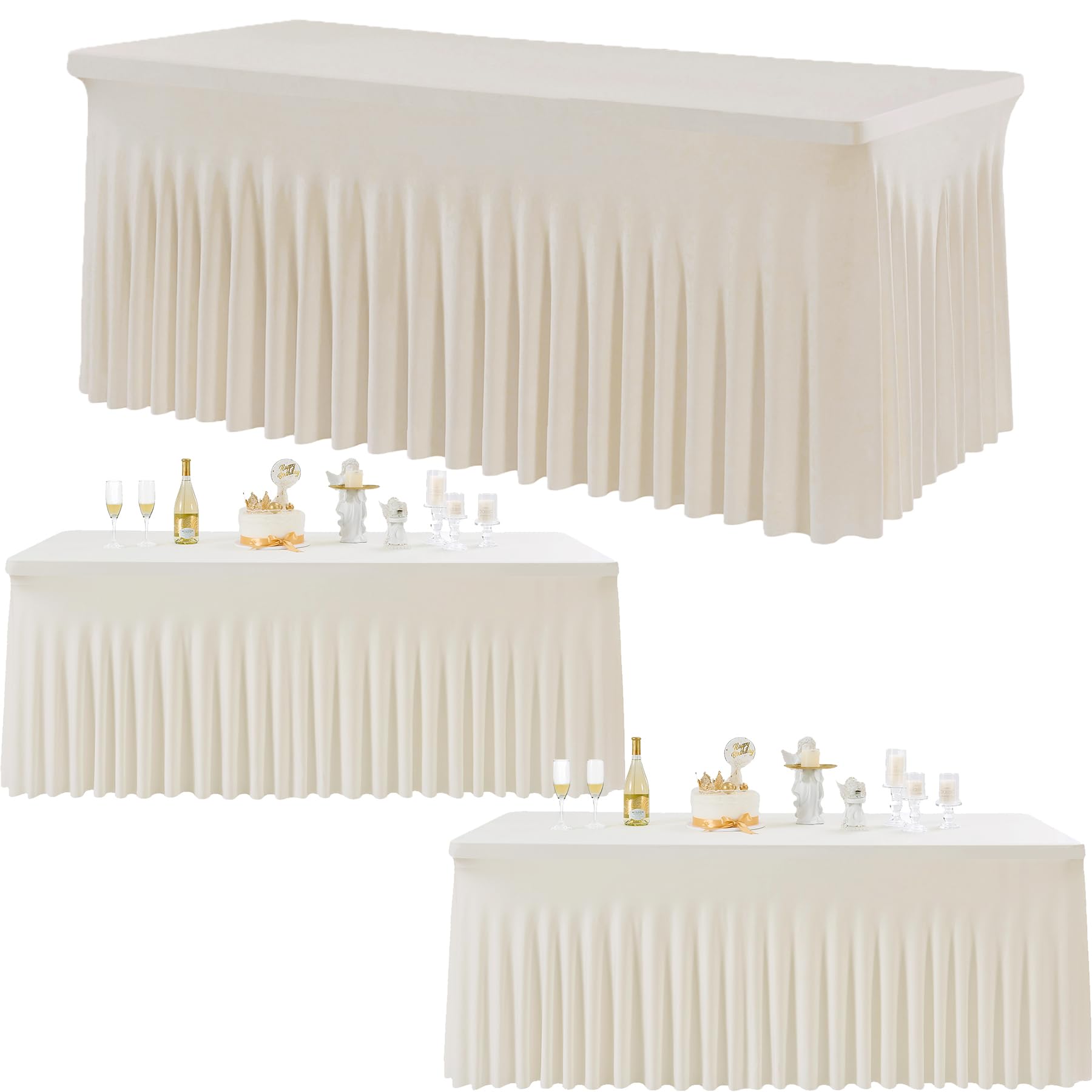 Leegleri 6 Pack White Spandex Round Tablecloths For 60inch - View #8