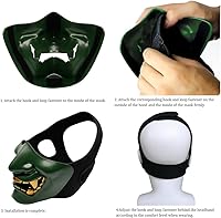Vista 55 de AOUTACC Mascarillas de media cara Airsoft, monstruo demonio malvado, Kabuki, Samurai, Hannya Oni, máscaras protectoras de media cara, baile